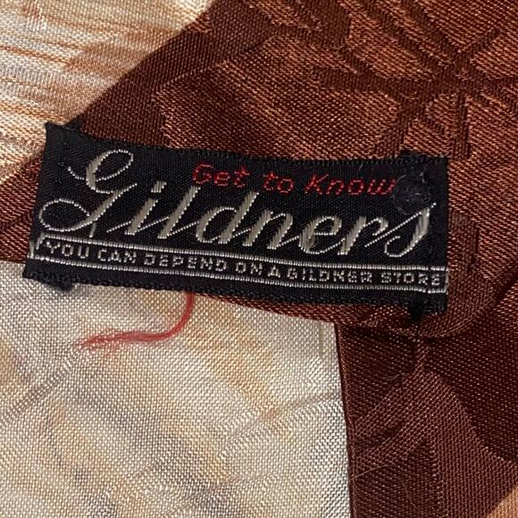 Vtg Gildners Necktie Silk Hand Printed Brown Pheasant Changeant Weave 53 x 4 - Picture 5 of 7